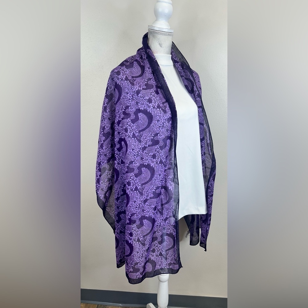 GAP Long Cotton Purple Floral Women's Scarf Lightweight Shawl Wrap Spring Summer